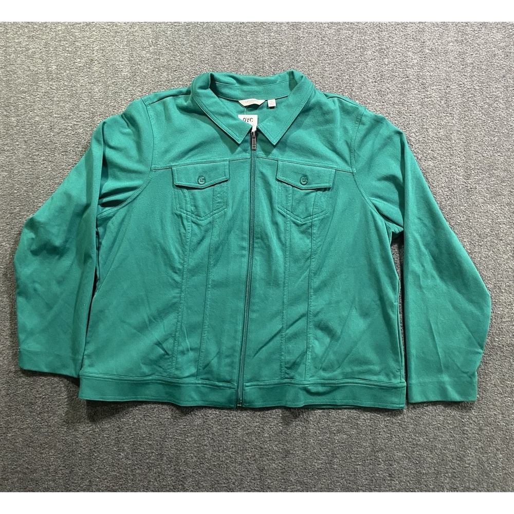 Liz Claiborne Windbreaker Womens Green Hooded Full Zip Jacket Size XL